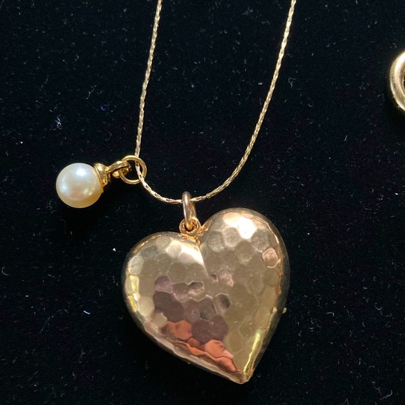 Rose Gold Heart Necklace & Bracelet Set White glass Pearl Ruby & Gold M details - Picture 2 of 7